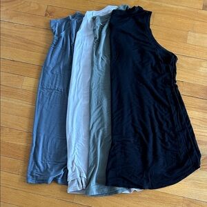 4 x Logo Layers tanks: Black, Gray, Cream, Green